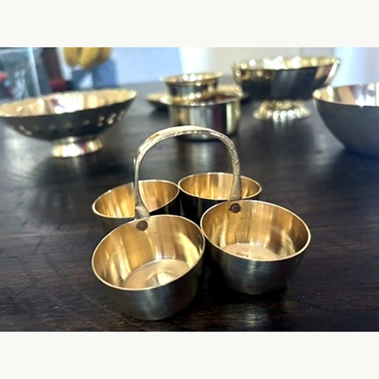 Brass Four-Cup Condiment Server