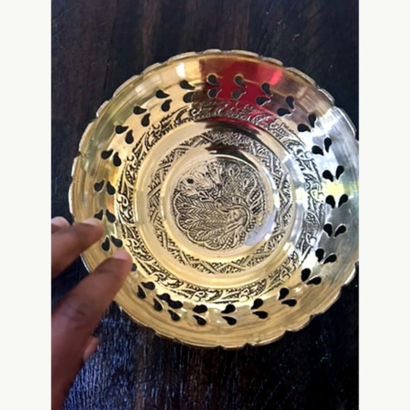 Brass Peacock Bowl with Jali Cutwork