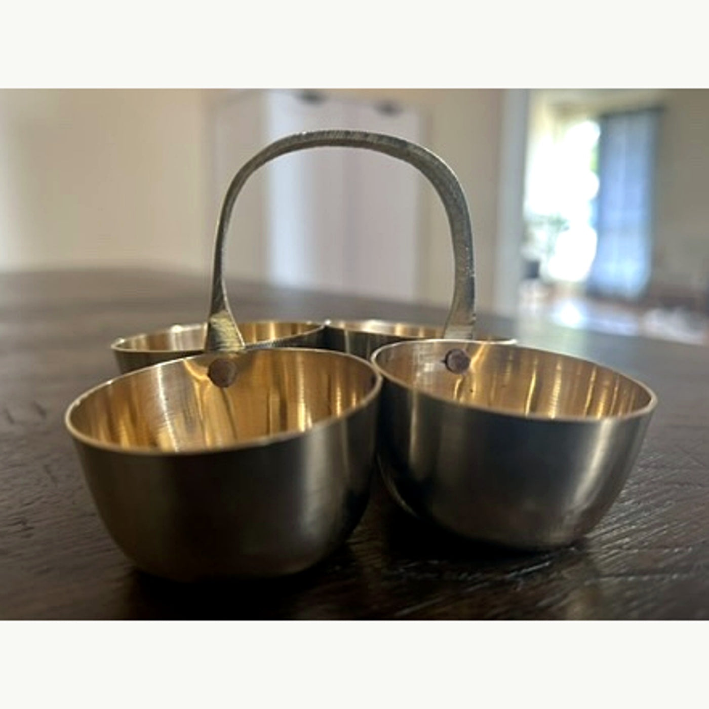 Brass Four-Cup Condiment Server